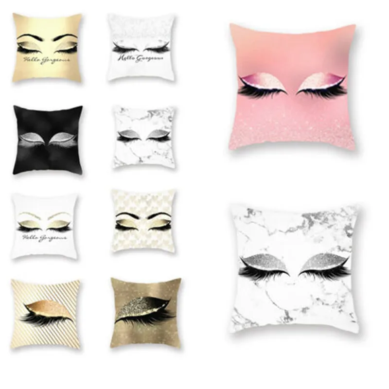 

Eyelash Lash Pillow Case Reversible Sequin Glitter Casual Home Decorative Pillowcase