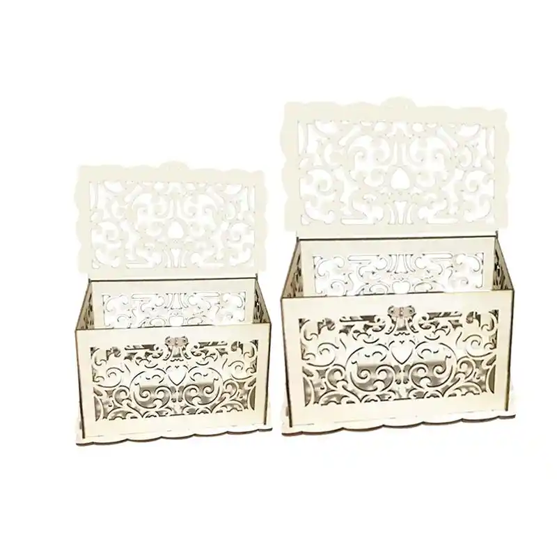 Diy Wooden Lock Wedding Card Box Vintage Ornament Card Organizer