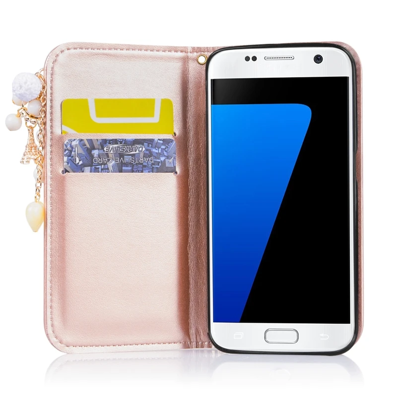 Роскошный флип-чехол для samsung Galaxy S7, S7 Edge, кожаный блестящий чехол из розового золота, чехол из искусственной кожи, силиконовый чехол на заднюю панель