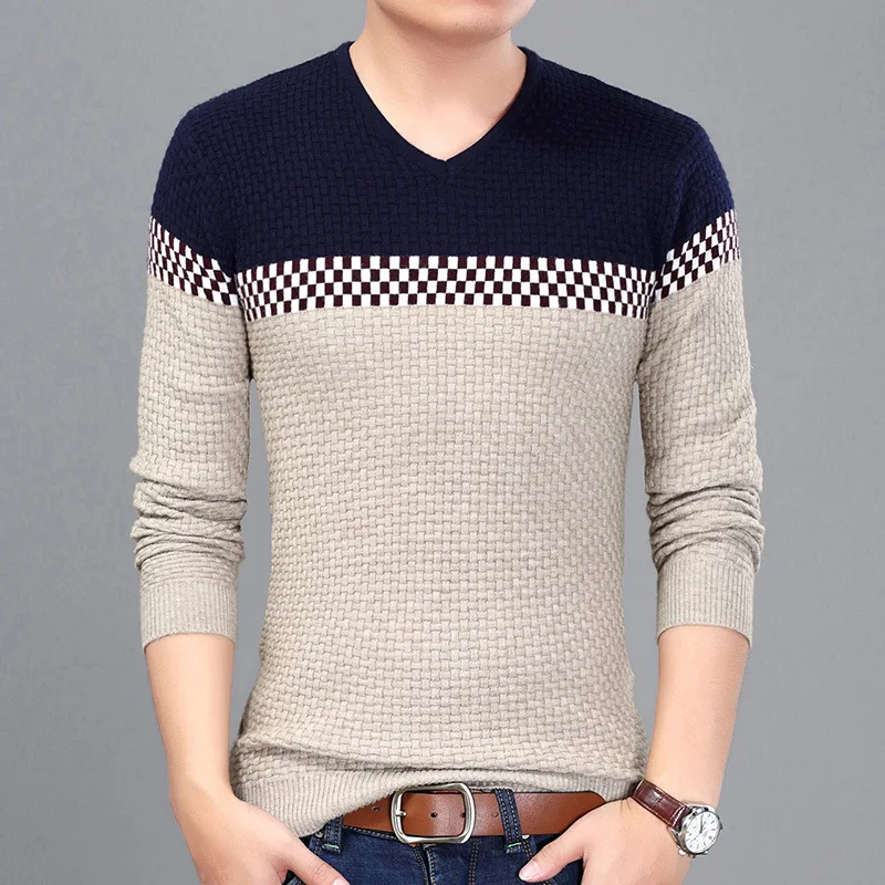 

2017 New Year's Pullover Men Hombre Casual Wear Fashion Men's Pullover Sweaters Slim Fit Sweater Male Plus Size M~3XL