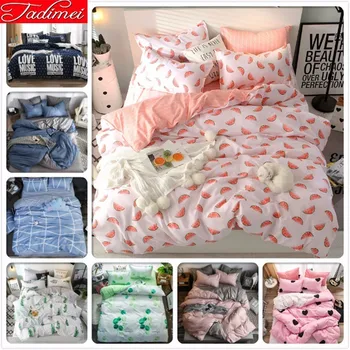 

Pink White Duvet Cover Bedding Set Adult Kids Child Soft Cotton Bed Linen Single Twin Full Double Queen King Big Size Bedspreads