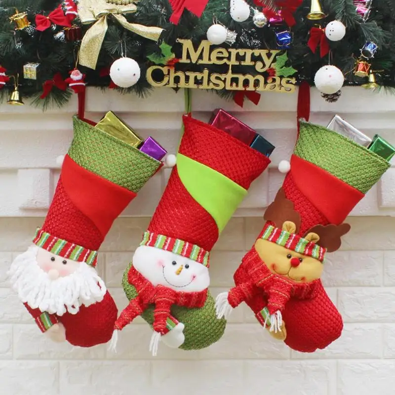 Рождественские чулки, носки Санта-Клауса, подарок, Детская конфетная сумка, Рождественское украшение для исполнения рождественского гимна для дома, рождественские праздничные вечерние украшения на елку