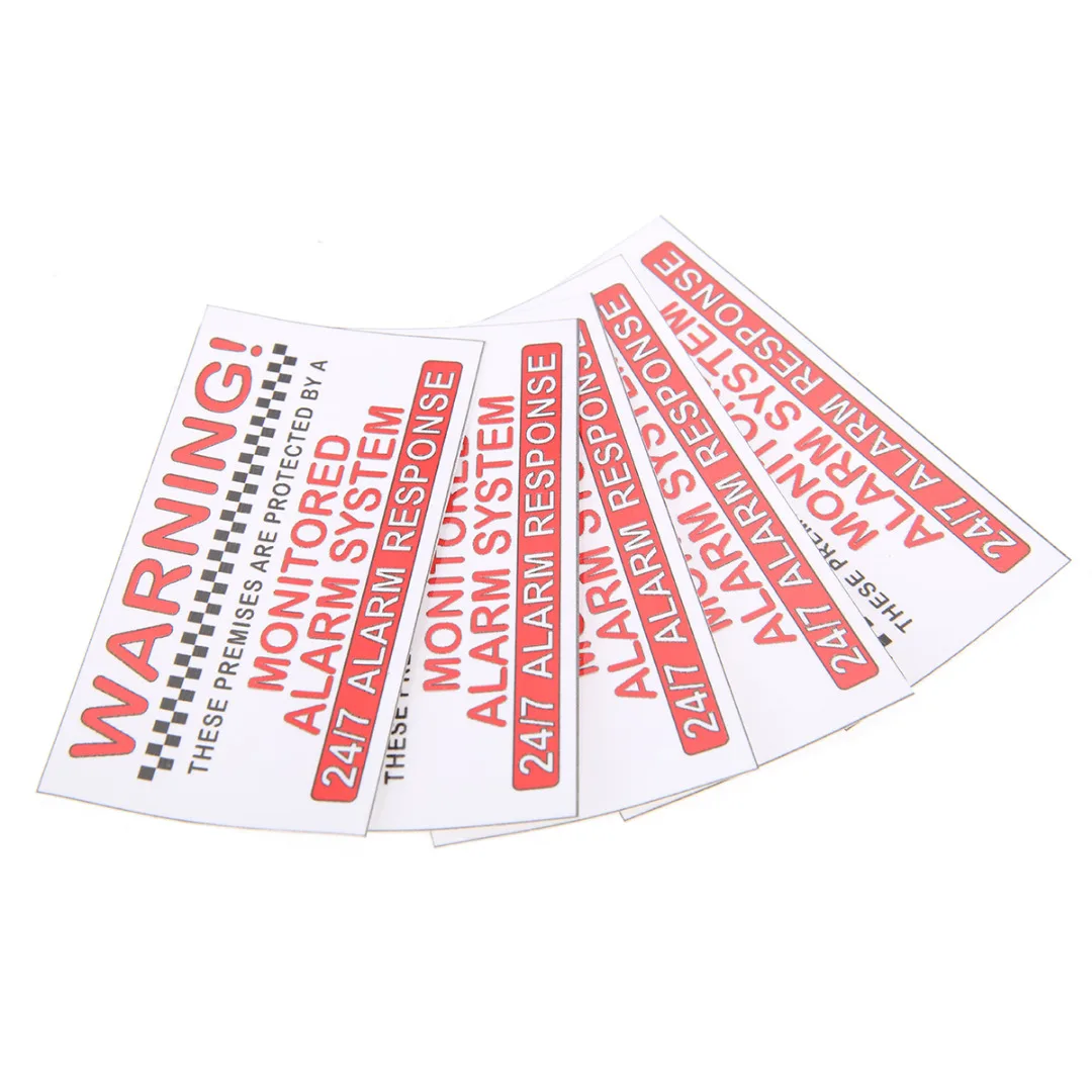 

5Pcs Waterproof Warning Security Sticker Alarm System External Sign Notice Decal Self Adhesive For Home Office Safety Tool