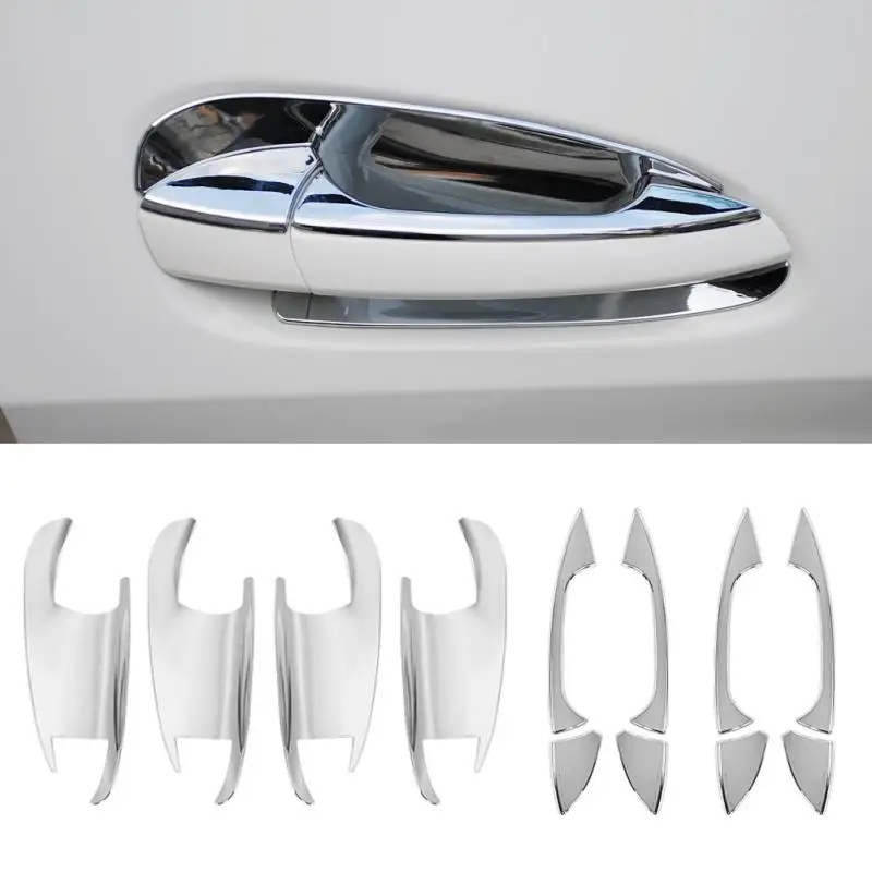 

1 Set 8 pcs Exterior Door Handle Door Bowl Frame Cover Trim Protector Silver Chrome for Mercedes Benz A B C E Class 2008-2014