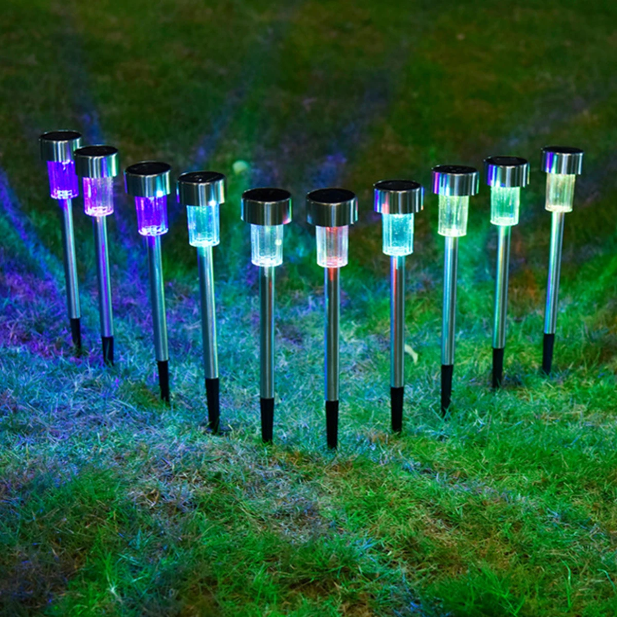

10pcs/Lot Stainless Steel Solar Lawn Light For Garden Decorative 100% Solar Power Outdoor Solar Lamp Luminaria