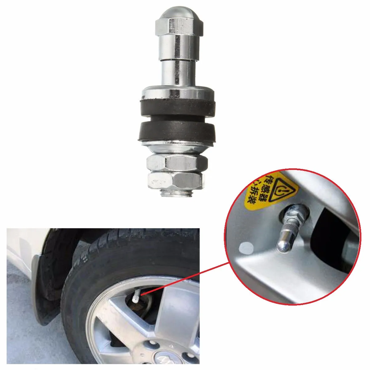 Universal Tire Valve Stem 502 Chrome Metal Bolt In High Pressure Flush