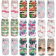 Для женщин унисекс Повседневное хлопок 3D принт носки Фламинго НЧ носки с мультяшным рисунком