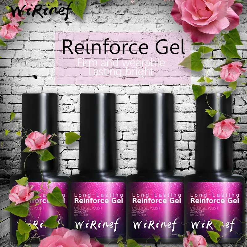 

WiRinef 8ML Soak Off Reinforce Gel Base and No Wipe / Top Coat UV/LED Gel Polish Varnish Clear Transparent Color Gel