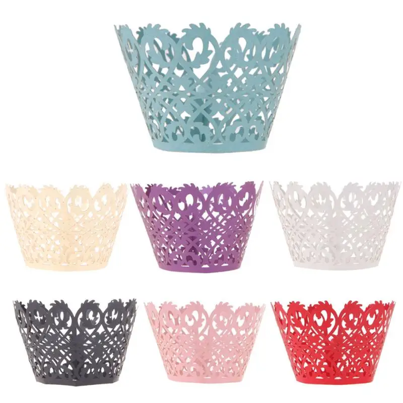 

12Pcs/Lot Filigree Floral Vine Cake Cupcake Wrappers Wraps Cases Wedding Birthday Party Cake Decoration