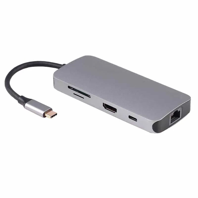 

ULT-BEST 5-In-1 2Usb Port Type-C Hub Docking Station Support 4Kx2K Hdmi Rj45 Lan Gigabit Sd/Tf Card Reader Pd Charging Port Ad