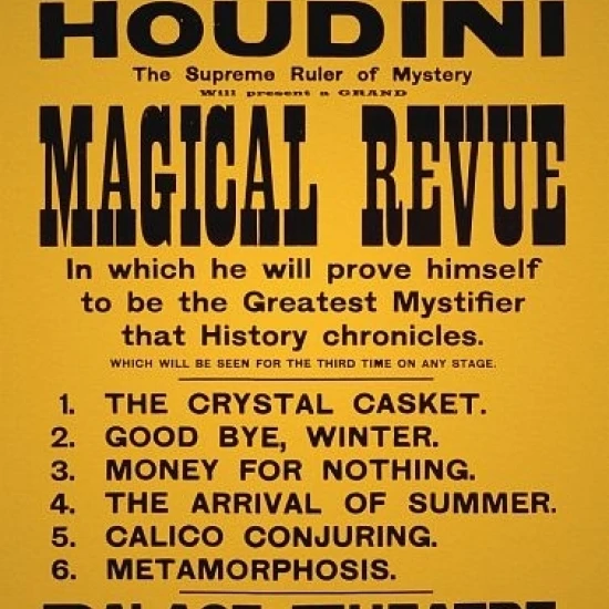 Houdini Magical Revue Magic Poster Print (18x24)|Таблички и знаки| |