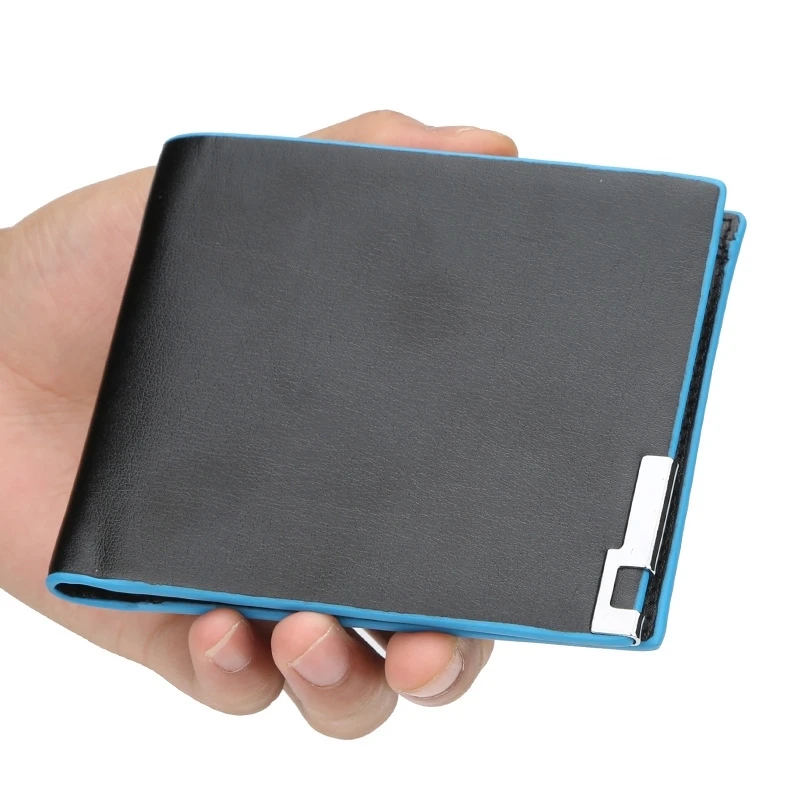 

Cool Style Simple Blue Side Wallet Short Paragraph Men's Wallet Cross Section Wallet Foreign Trade Wallet