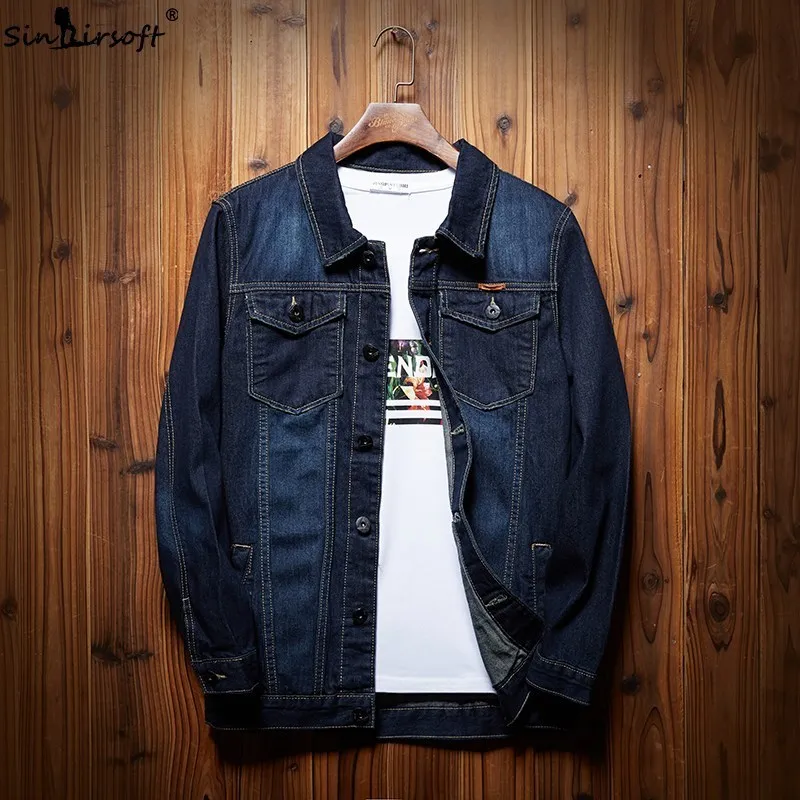 

Denim Casual Jacket Men Plus Size M-8XL Solid Color Mens Jeans Coat 2019 Fashion Cowboy Streetwear Long Sleeve Clothing Hot Sale