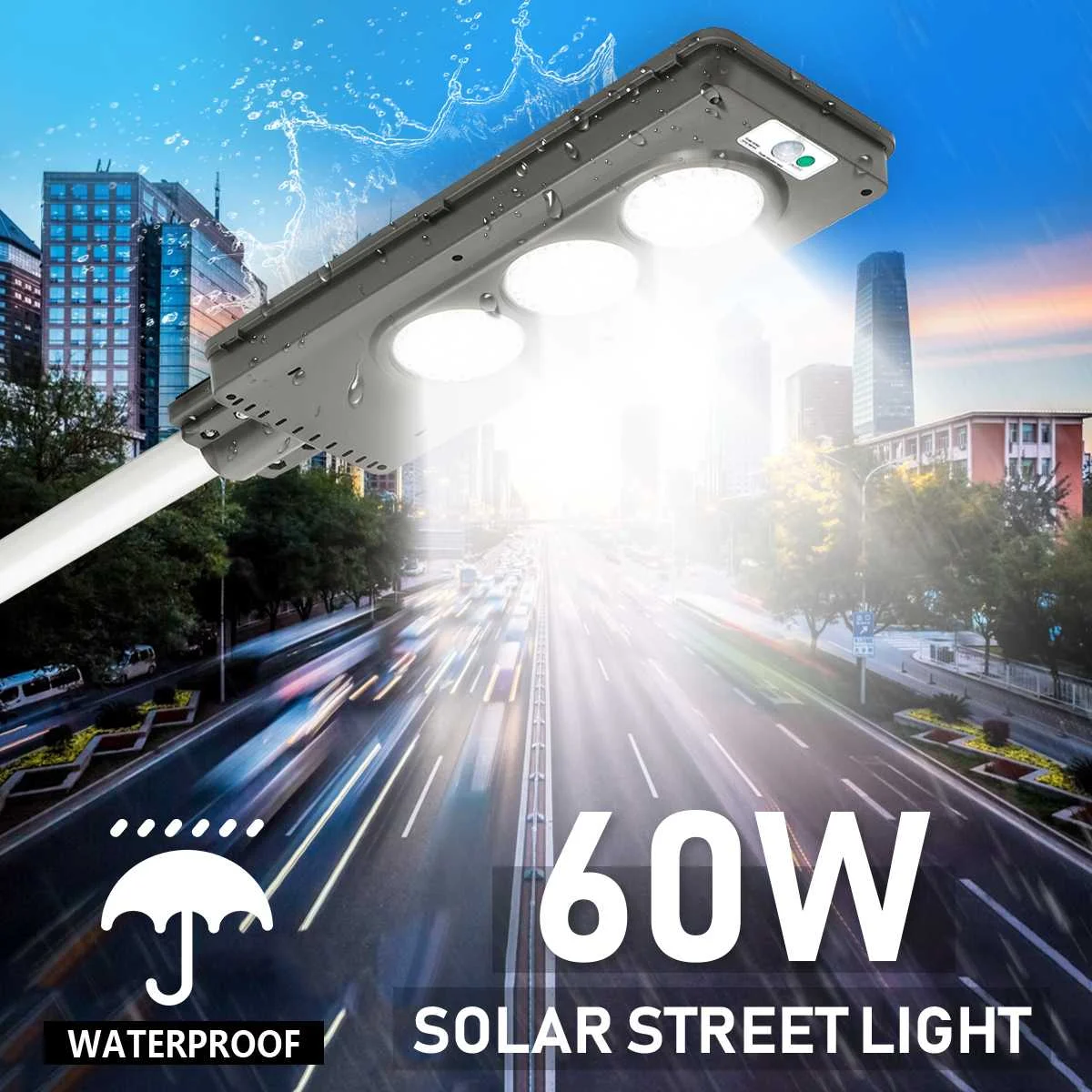 

60W Solar Street LED Light PIR Motion Sensor Radar Induction Wall Road Lamp IP65 Waterproof Energy Saving Aluminum Alloy
