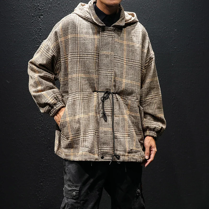 Autumn New Jacket Men Fashion Retro Casual Plaid Jacket Man Streetwear Hip Hop Loose Bomber Jacket Wild Hooded Jacket Male M-3XL Autumn New Jacket Men Fashion Retro Casual Plaid Jacket Man Streetwear Hip Hop Loose Bomber Jacket Wild Hooded Jacket Male M-3XL