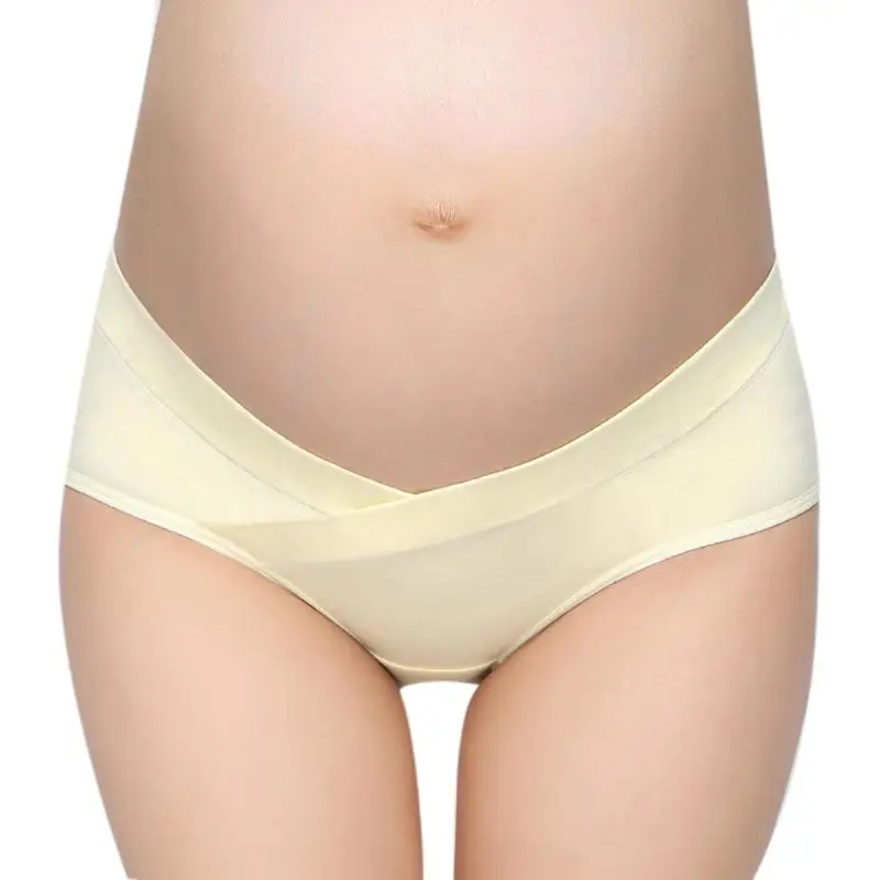 Мягкие хлопковое нижнее Белье для беременных женщин Уход дышащий v-образный с низкой талией, комфортные поддержка живота трусики Размер M L
