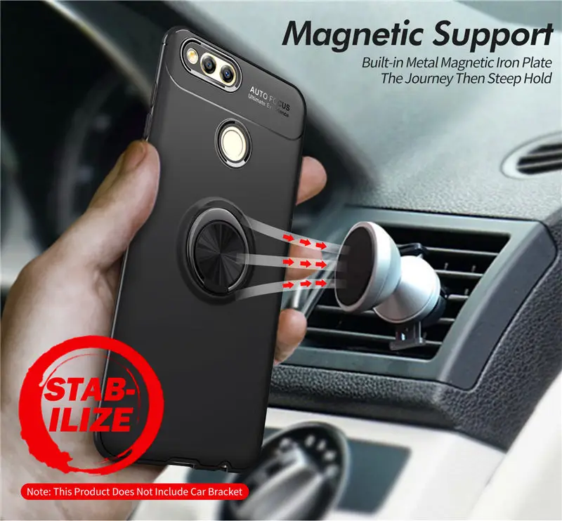 

Huawei Honor 7X BND L21 L22 L24 Case Mate SE Cover Silicone TPU Cover for Huawei Honor 7X Magnetic Car Holder Ring TPU Cases
