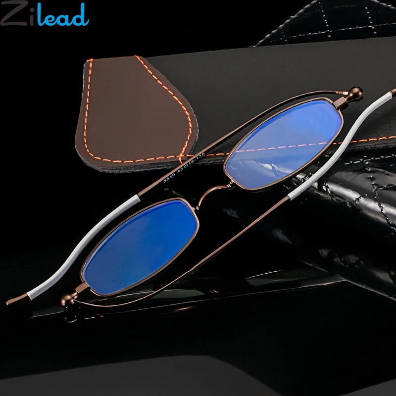 

Zilead 360 Rotatable Metal Anit Blue Light Reading Glasses Men Businesses UV Presbyopic Hyperopia Eyeglasses With Case+1.0to+4.0