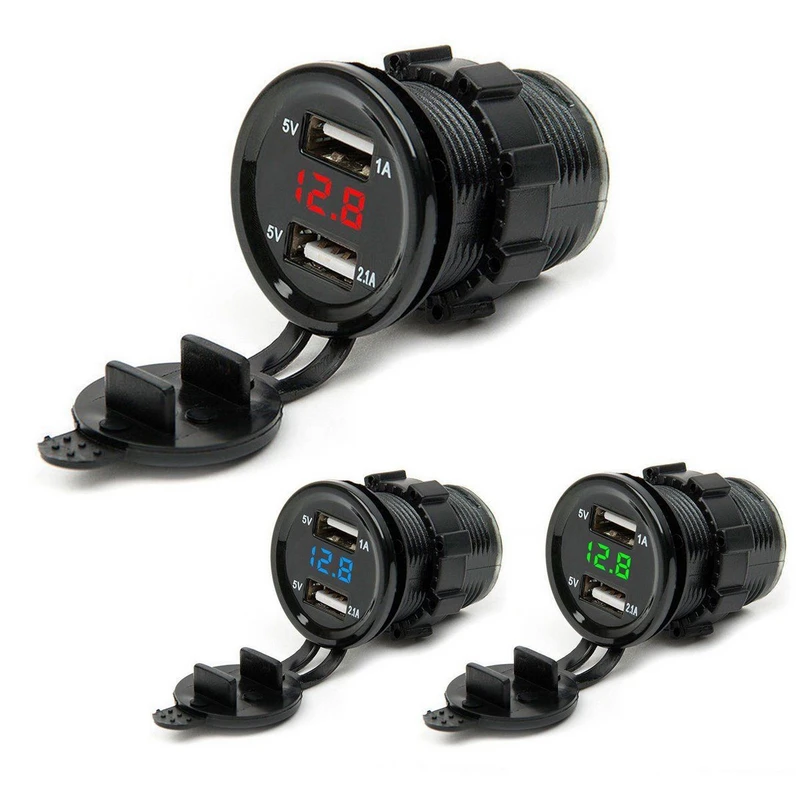 

Universal Dual 2 USB Port Car Cigarette Lighter Socket Splitter Charger LED Display Charging Socket Car Power Charger 12V-24V