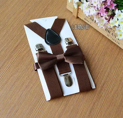 Lioraitiin 8 Colors Baby Toddler Kids Adjustable Suspender and Bow Tie Set Tuxedo Wedding Suit Party 4