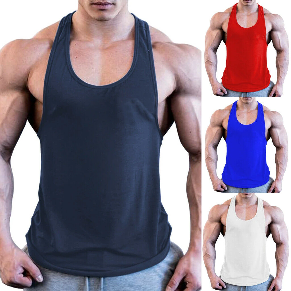 ジム男性筋肉ノースリーブシャツタンクトップボディービルスポーツフィットネスワークアウトベスト Running Vests Aliexpress