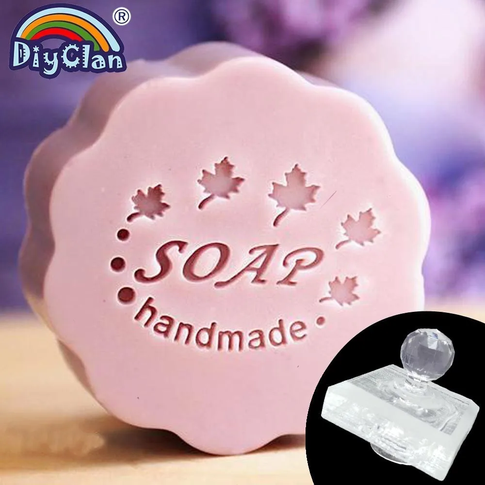 

Maple Leaf Handmade Soap Stamp Transparent Natural Handmade Soap Seal With Handle Acrylic Resin Chapter Custom