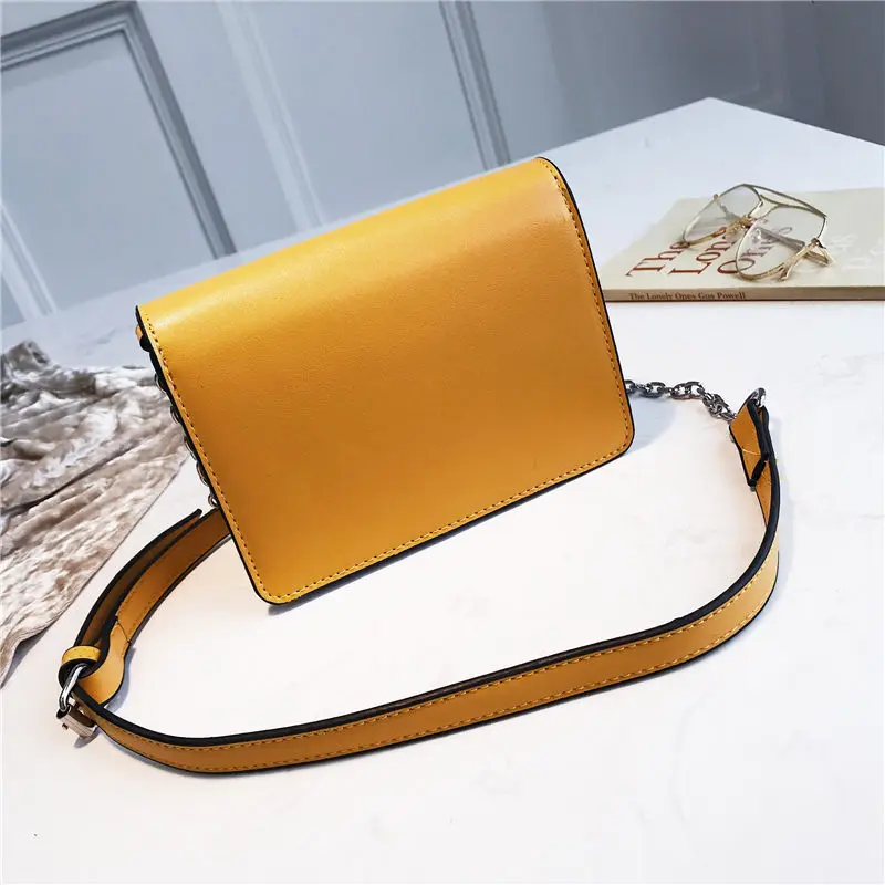 Signore Borse Catena Cuoio Femminile Crossbody Piccola Qualità Ragazze Telefono Del Nuovo Alta Spalla Semplice white yellow Le Per A Donne Beige Disegno Delle Di black Borsa nATYz7