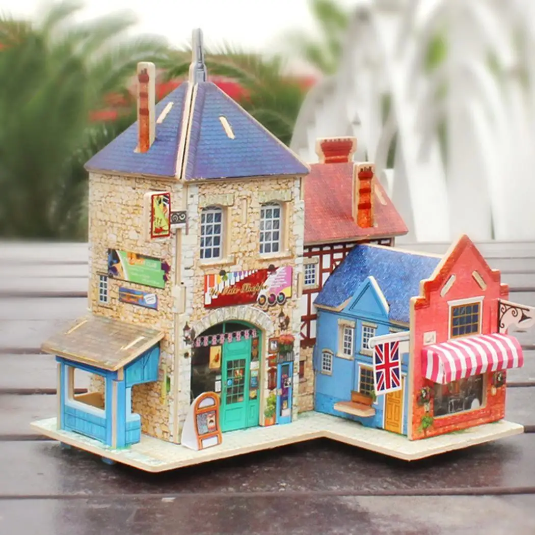 Творческий DIY 3D деревянный дом сплайсинга модель игрушки делать вид как