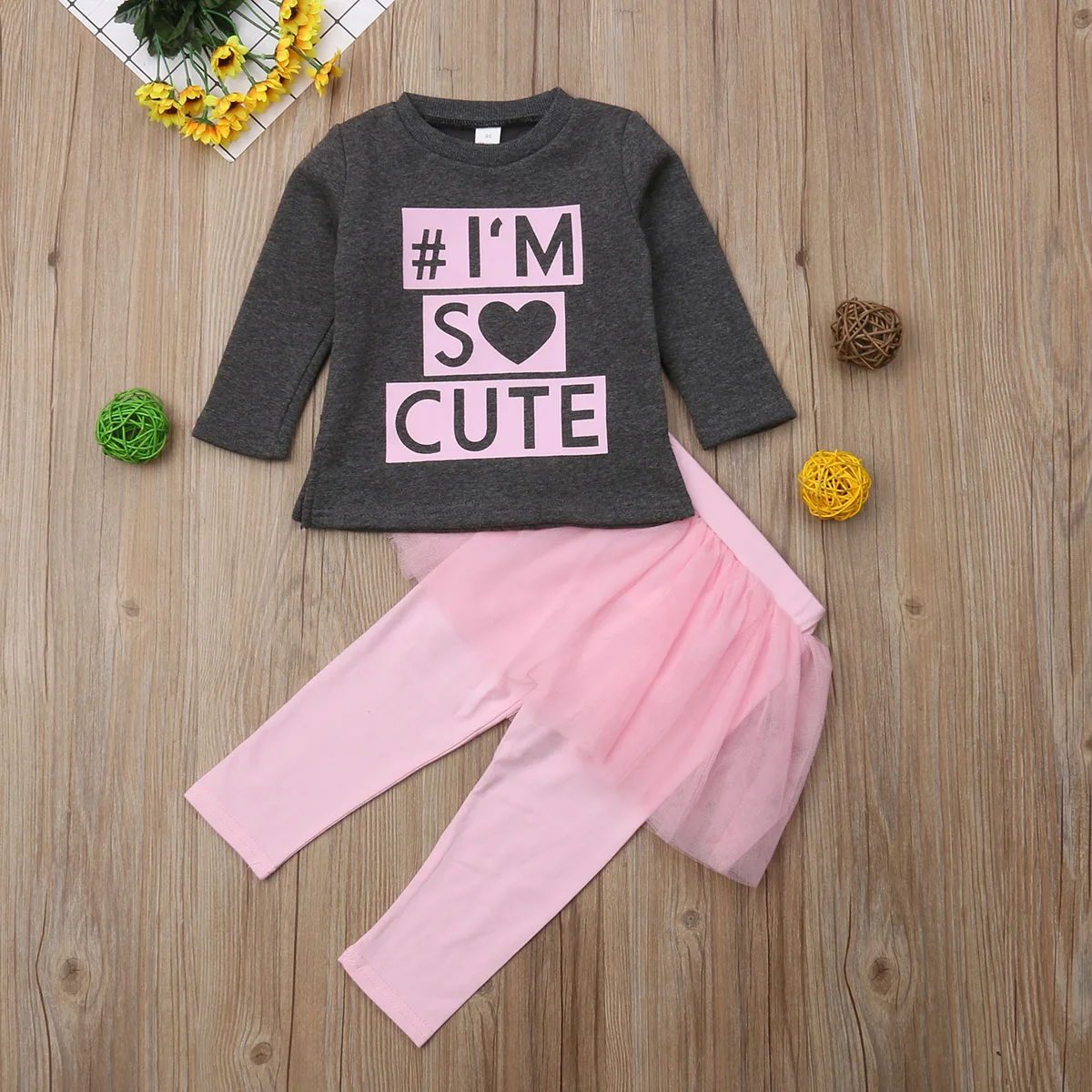 

Kids Baby Girl Fleece Top Cute Sweatshirt Sweater+Tutu Skirt Leggings Pants Outfit