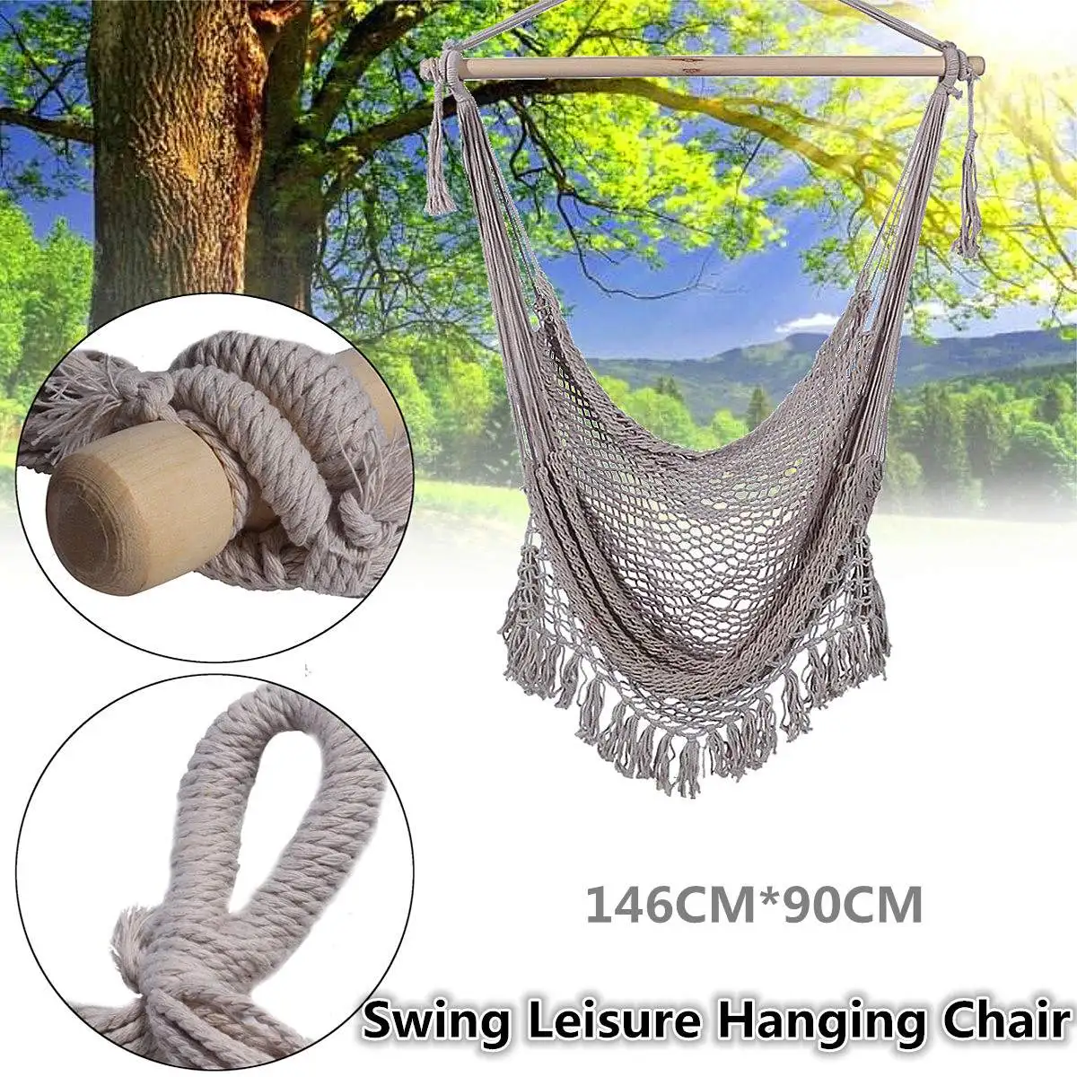 

Outdoor Hammock Chair Hanging Chairs Swing Cotton Rope Net Swing Cradles Kids Adults Ba lcony Garden Indoor Travel Portable Hot