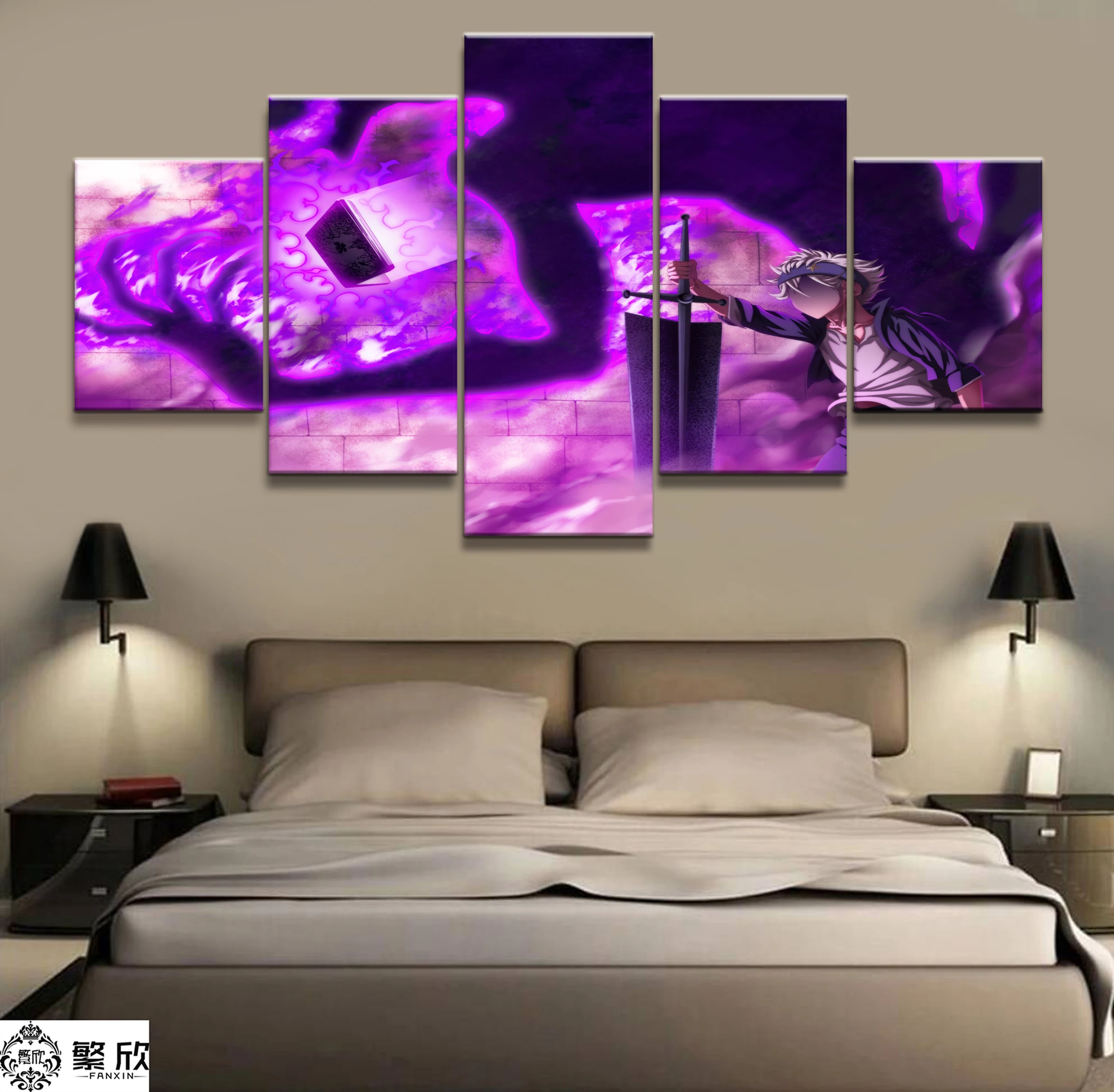 

Home Decor Modular Canvas Painting Picture 5 Piece Black Clover Asta Character Animation Poster Wall For Home Canvas Wholesale