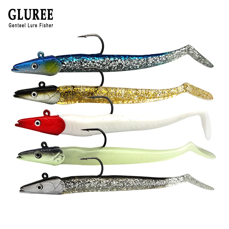 GLUREE 5Pcs/Lot Fish Type Lead Head Fishing Lure 11cm 22g Soft Artificial Bait Single Hook Jigging | Спорт и развлечения