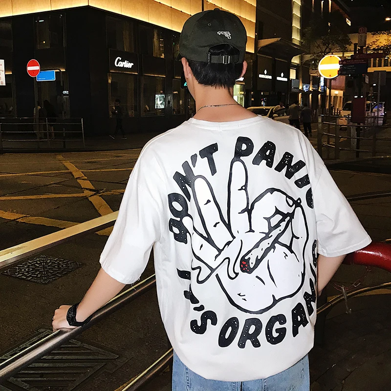 New Arrivals Cartoon Printing Round Neck Male Pure Cotton Short Sleeve T shirt men men's casual sweatshirt summer top