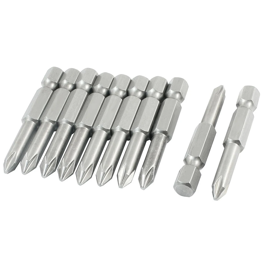 

10x 50mm Long 5mm Magnet Tip Electric Screwdriver Phillips PH1 Bits Silver-gray