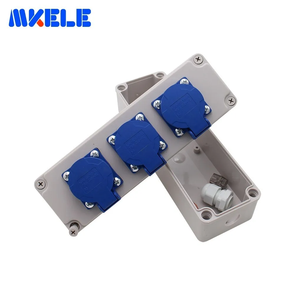 IP54 Waterproof Socket Box With Wire Connector Multifunctional Outdoor Rainproof Socket Box Plastic Socket Boxes 3 Holes 10A