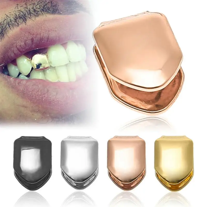 

Unisex Trendy Solid 14k Gold Plated Small Single Tooth Cap Hip Hop Teeth Grill