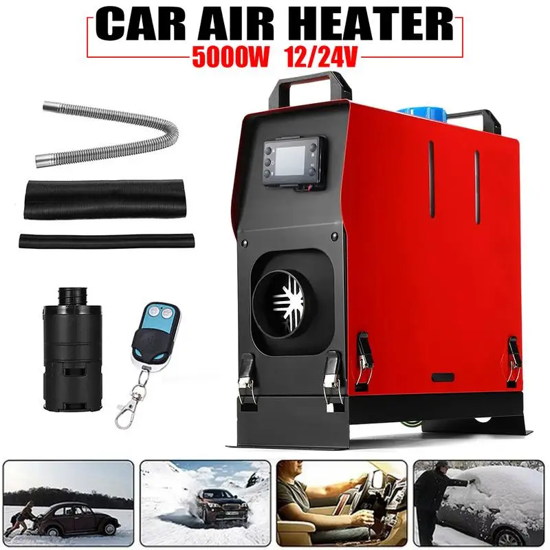 

5KW 12V/24V Integration Single Hole Air Diesels Air Parking Heater LC Screen Switch Car Heater With Remote Control Saving Space