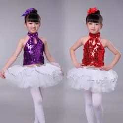 Детский современный танцевальный костюм детский сад костюм Джаз мальчики и девочки танцевальный костюм с блестками юбка расклешенная
