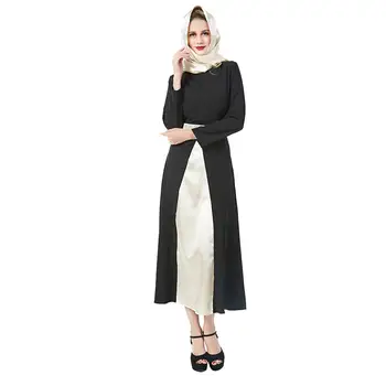 

MISSKY Plus size islamic clothing muslim turkish dresses abayas for women dubai hijab dress caftan Splicing Dress with Scraf