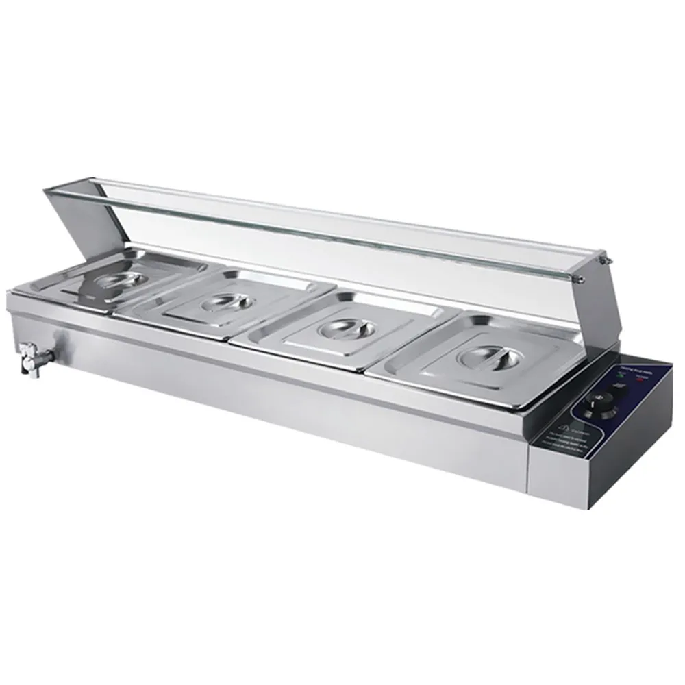 4 кастрюли мокрого колодца Bain Marie нержавеющая сталь 1/2 питание электрический