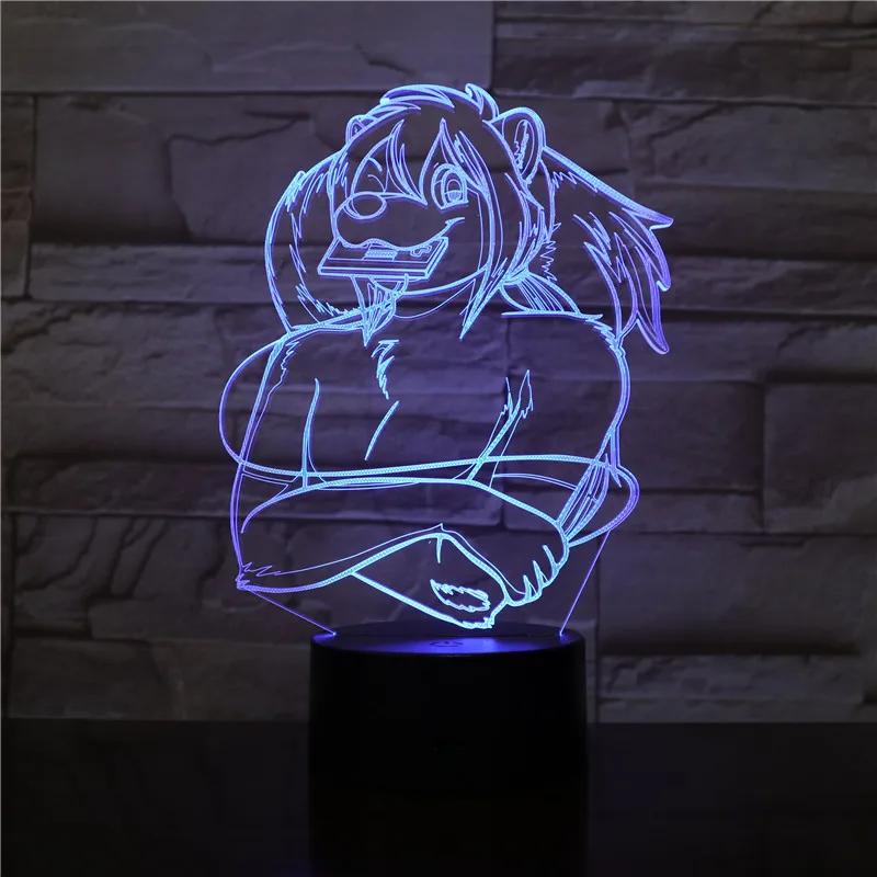 3d Vision Alien светильник 7 цветов звезда чудовище лев Король USB светодиодный