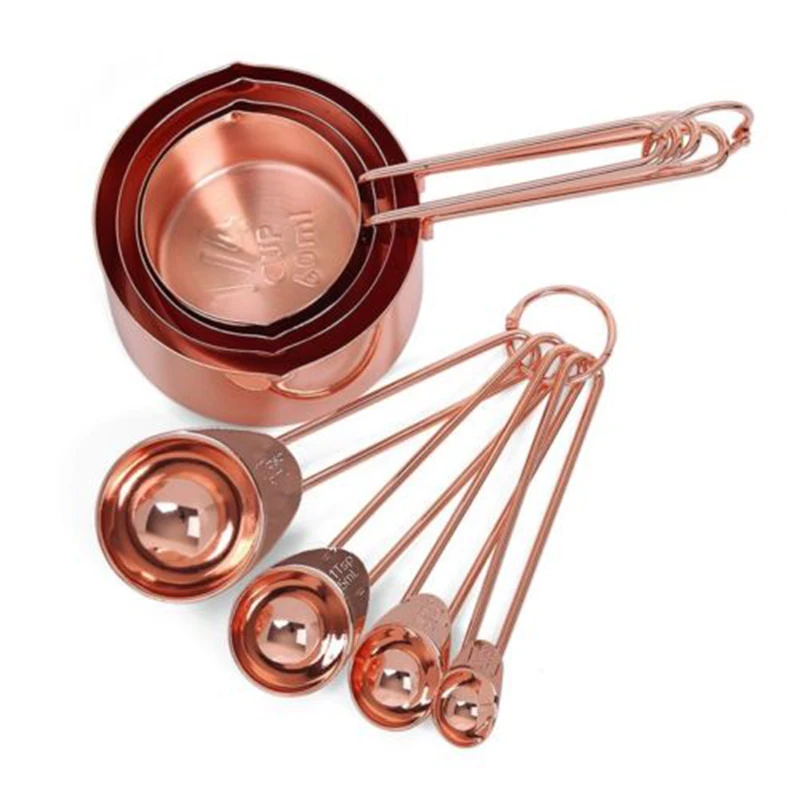 

Practical 8pcs/set Rose Gold Stainless Steel Measuring Cups & Spoons Set