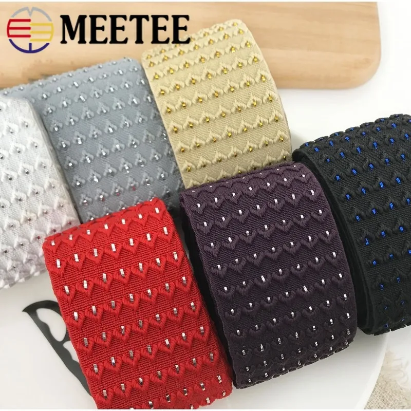 

3Meter 5cm Thicken Flat Gold Silver Silk Elastic Band Pants Skirt Belt Rubber Band Ribbon Sewing Waistband Clothing Accessories