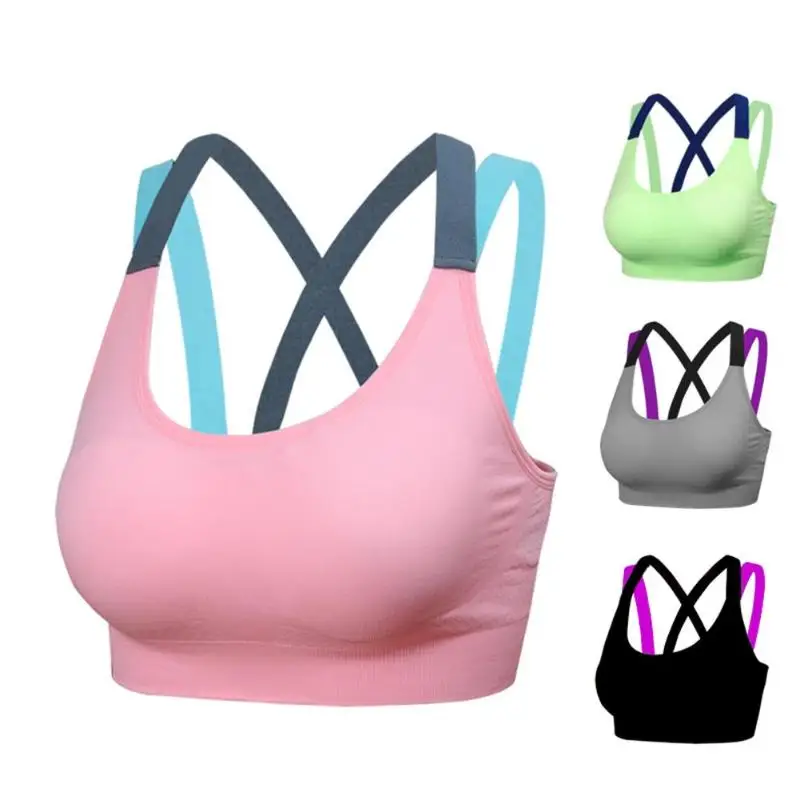 

New Push Up Women Sport Yoga Cross Strap Womens Gym Running Padded Sports Bra Top for Fitness Tank Athletic Vest Underwear