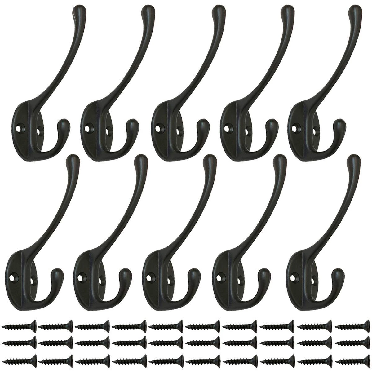 Heavy Duty Coat Hooks 10 Pack Wall Mounted Hooks Metal Hooks Dual Robe Hook Rustic Hooks Heavy Duty Dual Retro Double Hook...