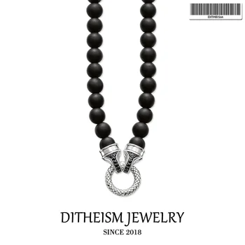 

Beads Necklace Carrier 10mm Obsidian, 2018 New Fashion 925 Sterling Silver Jewelry European Punk Gift For Men Women Boy Girls