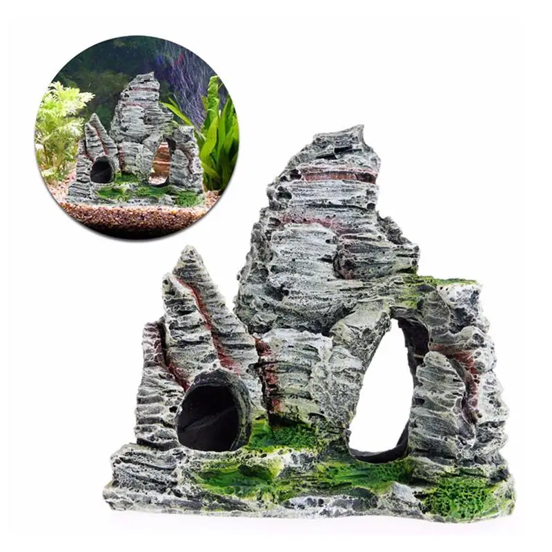 

Aquarium Rockery Hiding Rock Cave Decor Underwater Landscape Mountain View Ornament Fish Tank Rockery