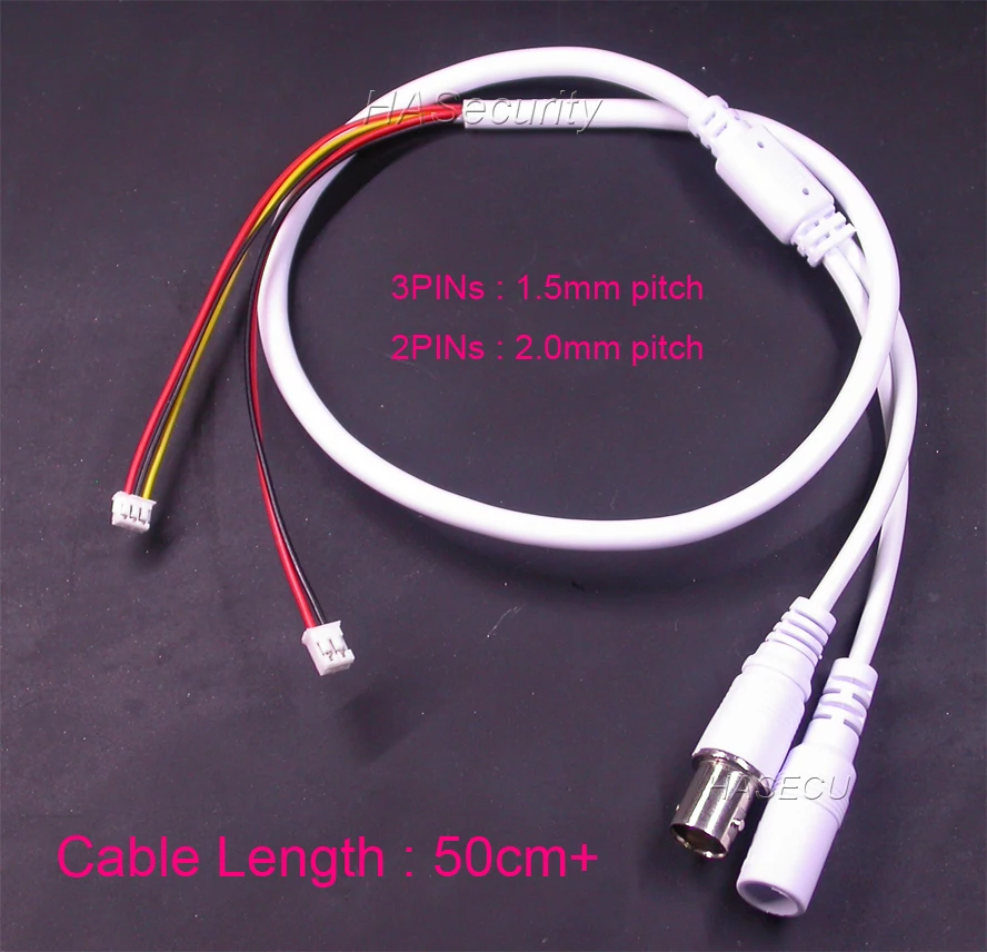 2 шт.) видео и кабель питания 3 контакта(шаг 1,5 мм)+ 2 контакта(шаг 2,0 мм) около 45 см длина для модуля камеры видеонаблюдения PCB плата в сборе