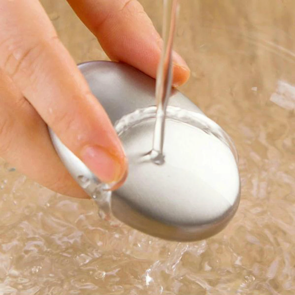 Stainless Steel Soap Oval Shape Chef Soap Deodorize Smell from Hands Bar Magic Eliminating Garlic/onion Smell  1pc
