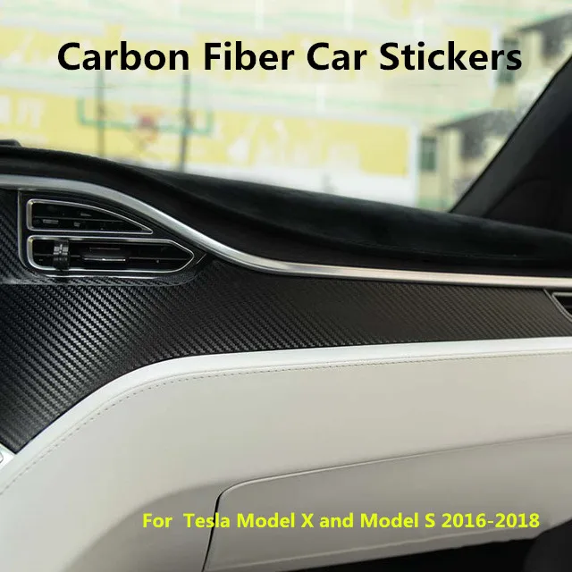 

3Pcs/Set Dashboard Carbon Fiber Stickers For Tesla Model X Model S 2016 2017 2018 Decal Protector Interior Mouldings Accessories